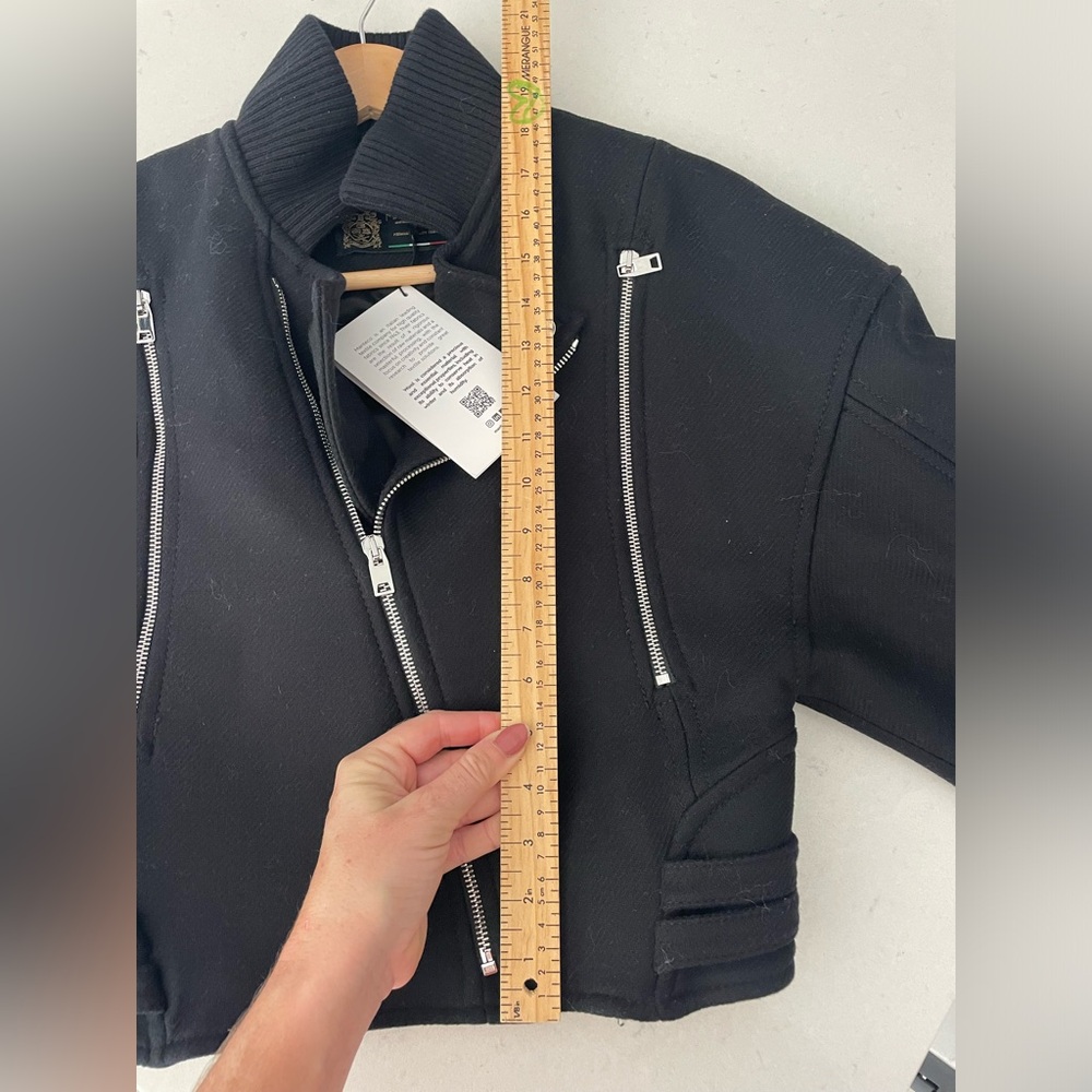ZARA Italian Wool oversized Crop Biker jacket - Picture 6 of 15